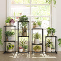 Bamworld Plant Stands Indoor 4 Sets Plant Shelves Outdoor Metal Plant Holder for Multiple Plants Flower Stands for Living Room Balcony Garden Patio Lawn Window Black