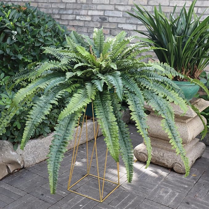 Artificial Ferns for Outdoors, 68" Fake Fern Artificial Plants Large, UV Resistant Faux Boston Fern Suitable for Porch Planters Home Indoors Entrance Patio Garden Porch (1 Stem)