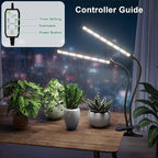 GooingTop Grow Light LED Gooseneck Lamp,Dual-Head White Full Spectrum 148 LED Plant Lamp with Red Blue Light Clip-on Desk for Indoor Plants Growing,Diming & Auto Timer,Super Bright