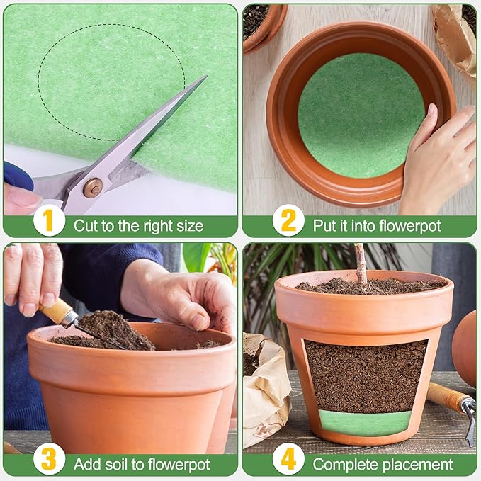 2 PCS Flower Pot Filler Insert 47.2''x 7.9'' Green Plant Pot Filler Drainage Insert Lightweight Planter Drainage Materials for Planter Indoor Outdoor Gardening Plants Container