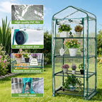 Mini Greenhouse for Indoor Outdoor, Small Plants Green House with 4 Tier Shelves, Portable Plastic Greenhouses with Transparent PVC Cover for Garden Backyard Patio Balcony Porch