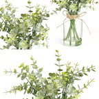 Muhanjia Artificial Eucalyptus Stems in Glass Vase with Faux Water,7Pcs Fake Plant for Centerpiece Bathroom Farmhouse Room Home Decor (Sage Green Eucalyptus)