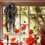 Black Hanging Flowers with Lights Faux Hanging Plants Artificial Hanging Plant Fake Greenery Faux Hanging Vines Plant for Indoor Outdoor Wedding Halloween Party Fall Wall Room Door Decor(Black)