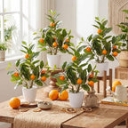 Suncalla 4 Pack Artificial Orange Potted Plants 19.7 Inches Fake Orange Tree Simulation Realistic Fruit Plant with Pot Faux Tree Indoor Decoration for Home Office Living Room Table Desk