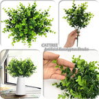 CATTREE Artificial Eucalyptus Shrubs Fake Plant, Faux Branches Stems Decoration Arrangements Greenery Leaf Bud for Home Farmhouse Wedding Bouquets Table Centerpieces Vases Flower Floral Décor 4 Pack