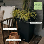 Veradek V-Resin Indoor/Outdoor Taper Planter (30 inch, Black)