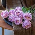 DUYONE Fake Flowers for Decoration Home Decor Artificial Flowers Austin Rose Peony Latex Fake Flower Living Room Decoration Vivid Pink Roses Peonies (Light Purple 4pcs)