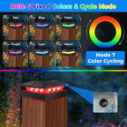 Peasur 4x4 Solar Post Cap Lights RGB Color Changing, 8 Packs LED Deck Fence Light Solar Powered Outdoor Waterproof, Wood/Vinyl Posts Top Lighting for Outside Yard Garden Patio