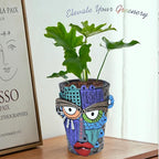 Midogaigai Abstract Face Planter Pots for Plants,Hand-Painted Colorful Flower Pots with Drainage,Indoor Outdoor Garden Decor Gift(Eclectic,Small)