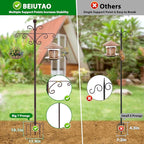 Bird Feeder Pole for Outdoors Heavy Duty Squirrel Proof, 2 Pack 76 Inch Adjustable Tall Shepherds Hooks for Outdoor with 7 Prongs Base, Double Shepherd Hooks (2 Pack Copper, 76 Inch)