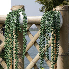 Tiita Artificial Succulents Hanging Plants, Faux String of Pearls Plants for Home Office Accessories Window Sill Bathroom Bedroom Fake in White Ceramic Pots, Set of 2