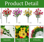 20 Pcs Artificial Flowers for Outdoors Fake Flowers UV Resistant, Artificial Plants Outdoor Indoor Faux Plastic Fake Plants for Planter Front Door Garden Porch Yard Home Decor(Pink Red Purple Yellow)