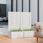 Casaphoria Metal Raised Garden Bed with Trellis, 59"x30"x12" Planter Box for Climbing Plants, Vegetables & Vines, Features Drainage Holes and Privacy Screen (Black-Louvered)