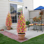 2 Pcs 3.6FT Topiary Trees Artificial Outdoor, Faux Flowers Cedar Tree UV Resistant Shrubs for Indoor Planters Outdoor Porch Halloween Decoration (Color Mixing)