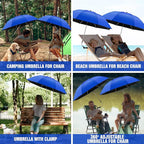 2 PACK Beach Umbrella with Clamp, 360 ° Adjustable Umbrellas for Chair, UPF50+ Umbrella for Beach Chair, Patio Chair, Wheelchair, Camping Chair, Golf Carts (Chair Not Included)