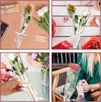 Bayurht 101 PCS Single Rose Sleeve Single with Ribbon and 50 Pcs Floral Water Tubes Flower Packaging Bags Single Flower Sleeve Flower Wrapping Bags for Bouquets Wrapping (White)