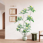 Artificial Mahonia Fortunei Tree - 6FT Artificial Plants Indoor, Fake Floor Plant with White Planter, Tall Sumac Faux Plants for Decor Indoor Home Sala Office Hotel Patio Studio (Yellow)