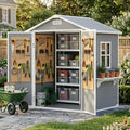 6x4 FT Outdoor Storage Shed with Floor & Window, All-Weather Resin Garden Tool Shed, Waterproof Plastic Garden Shed with Lockable Door, Vents & Roof Rainwater Drainage for Backyard, Garden, Poolside
