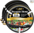 Hopegiver 5/8’’ Soaker Hose 25 ft 3 Pack, Heavy Duty Garden Soaker Hoses with Solid Brass Fitting, Rubber Drip Hose for Garden Beds, Vegetable, Lawn, Trees Watering Irrigation (75 ft)