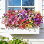 Alupssuc 20 Bundles Artificial Flowers for Outdoor Indoor Decoration, UV Resistant No Fade Fake Plants Eucalyptus, Colorful Faux Spring Flowers for Outside Yard Porch Patio Garden Home Window Box