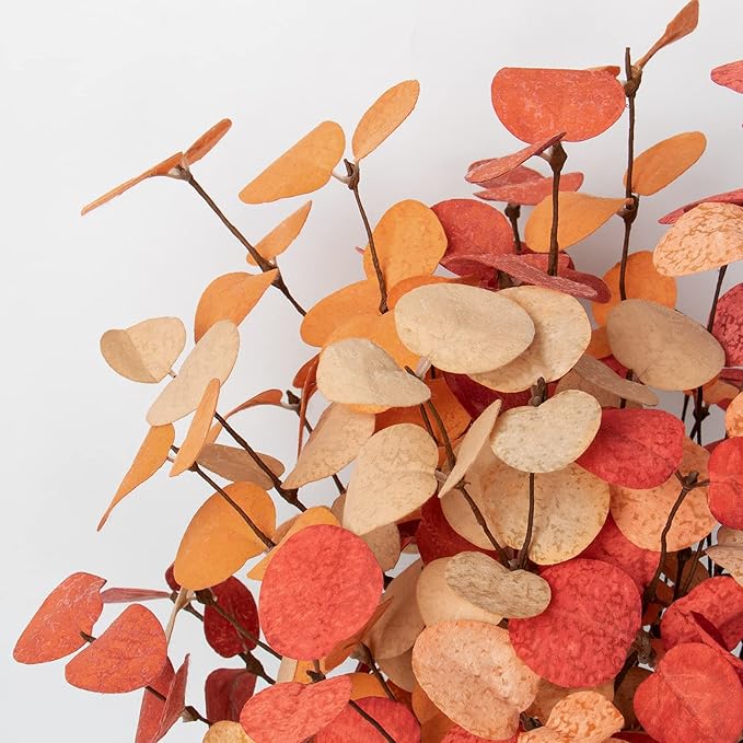 Beferr Fall Eucalyptus Stems Decor, 5Pcs 24" Faux Eucalyptus Branches Artificial Autumn Plants Decorations Fall Floral Arrangements Farmhouse Home Table Centerpiece