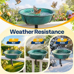 VIVOHOME Deck Mounted Bird Bath for Outside, Weather-Resistant ABS Bird Bath and Feeder with Adjustable Metal Clamp for Railing, Fence, Balcony, 1.45 Gallons, Green