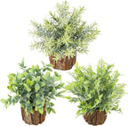3 Pack Mini Potted Artificial Greenery, Realistic Frost and Snow Plants with Tree and Flower Pots, Lifelike Low-Maintenance Tabletop Decor for Home Office Desk Shelf
