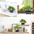 Artificial Bonsai Tree Fake Plants 3 POTS Artificial Plant Indoor Small Faux Juniper Decoration, Office Desk Shelf Bedroom Living Room Decor