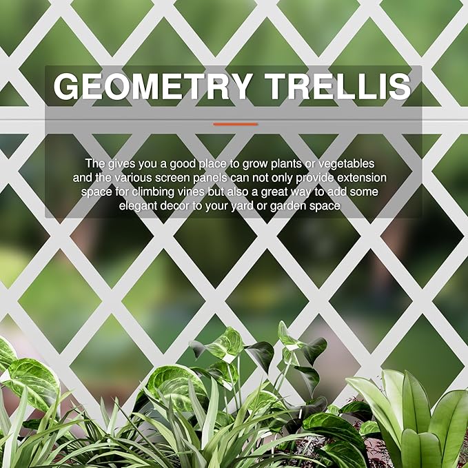 Casaphoria Metal Raised Garden Bed with Trellis and Wheels, 72"x35"x16" Planter Box for Climbing Plants, Vegetables & Vines, Features Drainage Holes and Privacy Screen, White-Rhombus