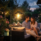 Candieslife 61" Solar Lights Outdoor with Plant Stands - Metal Shepherd Hook with Hanging Solar Lantern, Waterproof Solar Floor Lamp Garden Lights for Patio Deck Yard Porch Backyard & Indoor Decor