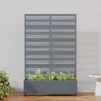 Casaphoria Metal Raised Garden Bed with Trellis and Wheels, 72"x47"x16" Arched Planter Box for Climbing Plants, Vegetables & Vines, Features Drainage Holes and Privacy Screen, Grey-Harold