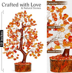Carnelian Crystal - Gem Tree, Stone Tree, Crystal Tree for Positive Energy, Healing Crystals, Chakra Tree of Life, Gemstones and Crystals