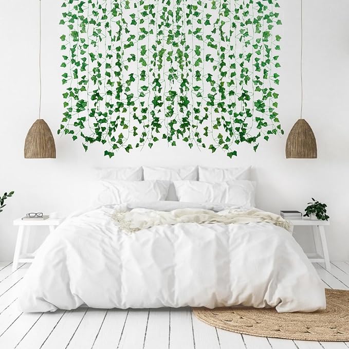Fake Vines for Room Decor(96Pack689Ft) Aesthetic Artificial Plant Ivy Leaves Hanging Greenery Garlands for Home Bedroom Wall Wedding Christmas Party Office patio Indoor, Outdoor Garden Décor
