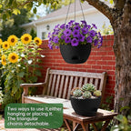 13-inch Oversized Hanging Planter Set of Two,Planters for Indoor and Outdoor Plants.Place Plant pots Across Diverse Settings Including windowsills,Living Room,and Gardens.Black