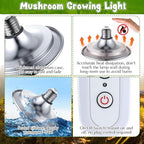 Meonum Mushroom Grow Light with 3/6/9 Hour Timer, 360° LED Hanging Grow Lights Bulb for Mushroom with 6.5ft Extension Cord, 6000K Blue&5000K White Lamp for Indoor Plants Growing Kit Supplies(2 Pack)