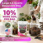 Professional Terrarium Soil Mix 2.2 Quarts Ready to Use, Premium Terrarium Potting Soil for Succulents Cactus Aloe Plants, Pine Bark Peat Coarse Sand, Well Draining Terrarium Mix Made in USA