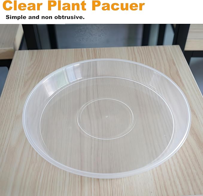 LWALRS Plant Saucer Tray 12 inch 2 Pack Plastic Plant Trays Saucers for Indoors Outdoor, Heavy Duty Drainage Drip Water Trays for Planter Pots Flower, Round Pebble Tray, Pots Base (12", Clear)