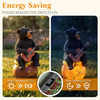PETAFLOP Solar Garden Statues Bear Decor, Bear Figurines with Glowing Honey Jar for Patio Balcony Lawn Yard Decorations, Outdoor Birthday Housewarming Gifts for Women, Mom