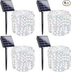 Extra-Long Solar String Lights for Outside, 4 Pack 400LED Solar Fairy Lights Outdoor Waterproof, Copper Wire with 8 Modes Solar Twinkle Lights for Tree Garden Party Patio Xmas Decor (Cool White)