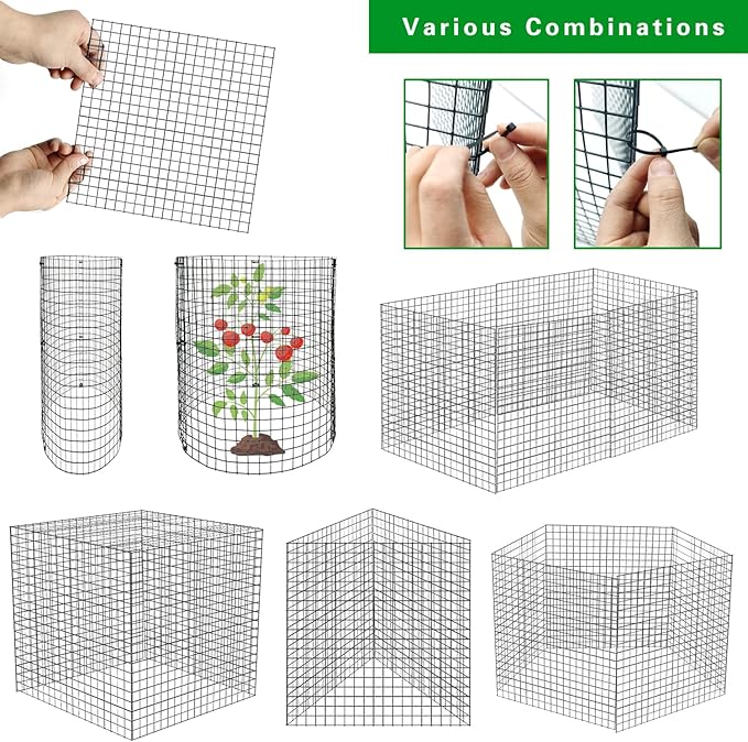 30Pcs Round Plant Protector from Animals, 10 Pack 12'' x 12'' Reusable Metal Plant Cages, Wire Mesh Garden Cloches to Keep Rabbits, Squirrels and Chicken Out and Protection Vegetables Flowers Shrubs