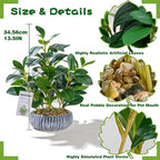 NASAMA Realistic Artificial Potted Plant, Faux Indoor Greenery for Home Office Living Room Bookshelf Bathroom Decor, Low--Maintenance Space-Saving Fake Plants with Modern Decorative Vase