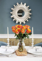 KaBloom - Bouquet of 12 Fresh Orange Roses (Farm-Fresh, Long-Stem) with Vase - Fresh Flowers for Birthday, Valentine's & Mother's Day