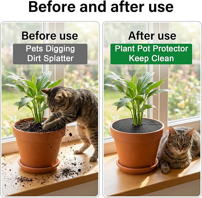 6 Pcs Plant Pot Cover Cuttable Plant Protector from Cats Indoor Dig-Free Plants Pot Soil Guard Flower Pots Grid Guard for Outdoor Garden Balcony