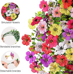 Artificial Flowers for Outdoors Spring Decor, 6 Bundles UV Resistant Realistic Fuax Silk Hanging Flowers, Fake Plants for Planter Indoor Outside Garden Porch Patio Balcony Yard(Mix
