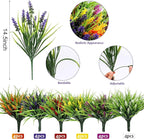 Geegoods Artificial Plants Flowers Outdoor – 24 Bundles UV Resistant Faux Lavender Flowers with Monkey Grass for Garden Porch Window Patio Hanging Planter Decor