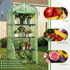4 Tier Mini Greenhouse - Portable Indoor Outdoor Green House with 24lbs Per Shelf, Durable PE Cover & Tool-Free Assembly for Garden Balcony Patio Backyard