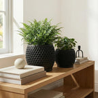 Plant Pots, Modern 3D Printed Honeycomb Planters for Indoor Plants, 4.7/6 Inch Matte Black Decorative Flower Pot for Office Desktop, Bookshelf & Home Decor, Lightweight & Durable.