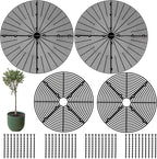 4 Pcs Flower Pot Cover, 11.8 in & 20.8 in Plant Pot Grid with Stakes, Cuttable Abs Plant Protectors, Pet Digging Deterrent for Indoor & Outdoor Plants