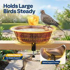 VIVOHOME Deck Mounted Bird Bath for Outside, Weather-Resistant ABS Bird Bath and Feeder with Adjustable Metal Clamp for Railing, Fence, Balcony, 1.45 Gallons, Bronze