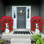 Artificial Geranium Hanging Flowers for Outdoor Decoration, 2 Bundles UV Resistant Silk Geranium Fake Plants Faux Flowers for Front Porch Garden Patio Window Box Outside Indoor Decor (Red)